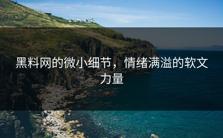 黑料网的微小细节，情绪满溢的软文力量