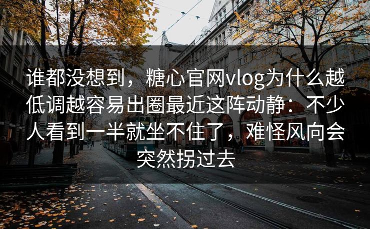 谁都没想到，糖心官网vlog为什么越低调越容易出圈最近这阵动静：不少人看到一半就坐不住了，难怪风向会突然拐过去