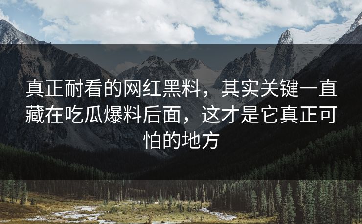 真正耐看的网红黑料，其实关键一直藏在吃瓜爆料后面，这才是它真正可怕的地方