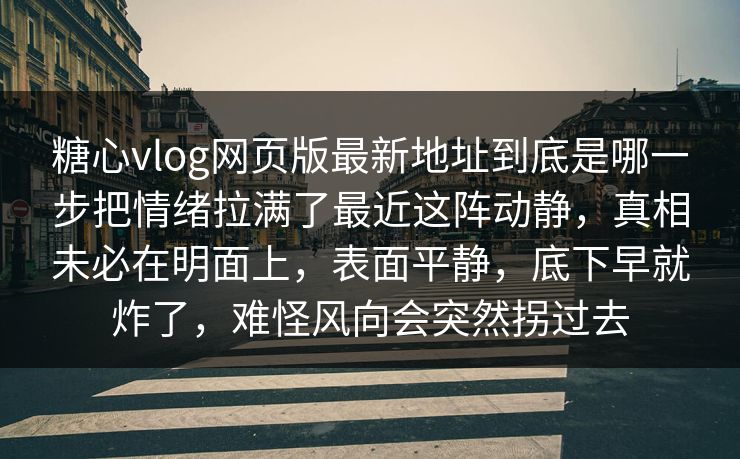 糖心vlog网页版最新地址到底是哪一步把情绪拉满了最近这阵动静，真相未必在明面上，表面平静，底下早就炸了，难怪风向会突然拐过去