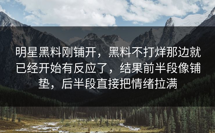 明星黑料刚铺开，黑料不打烊那边就已经开始有反应了，结果前半段像铺垫，后半段直接把情绪拉满