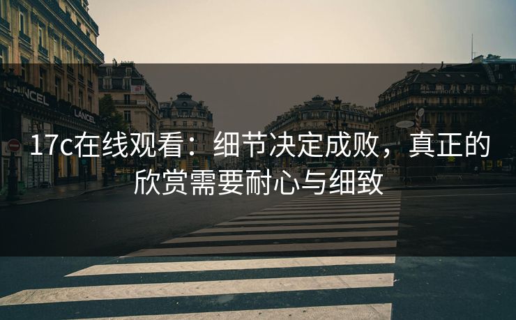 17c在线观看：细节决定成败，真正的欣赏需要耐心与细致